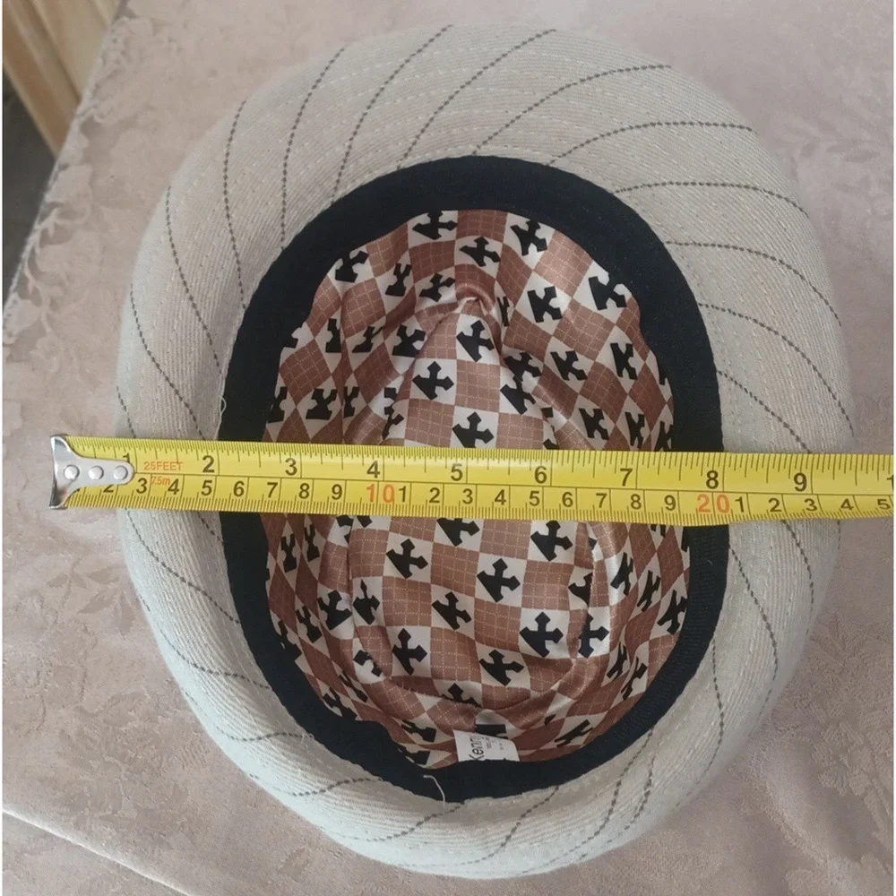 Kenny K. Beige Brim Embroidered Lined Fedora Hat 100% Cotton XL